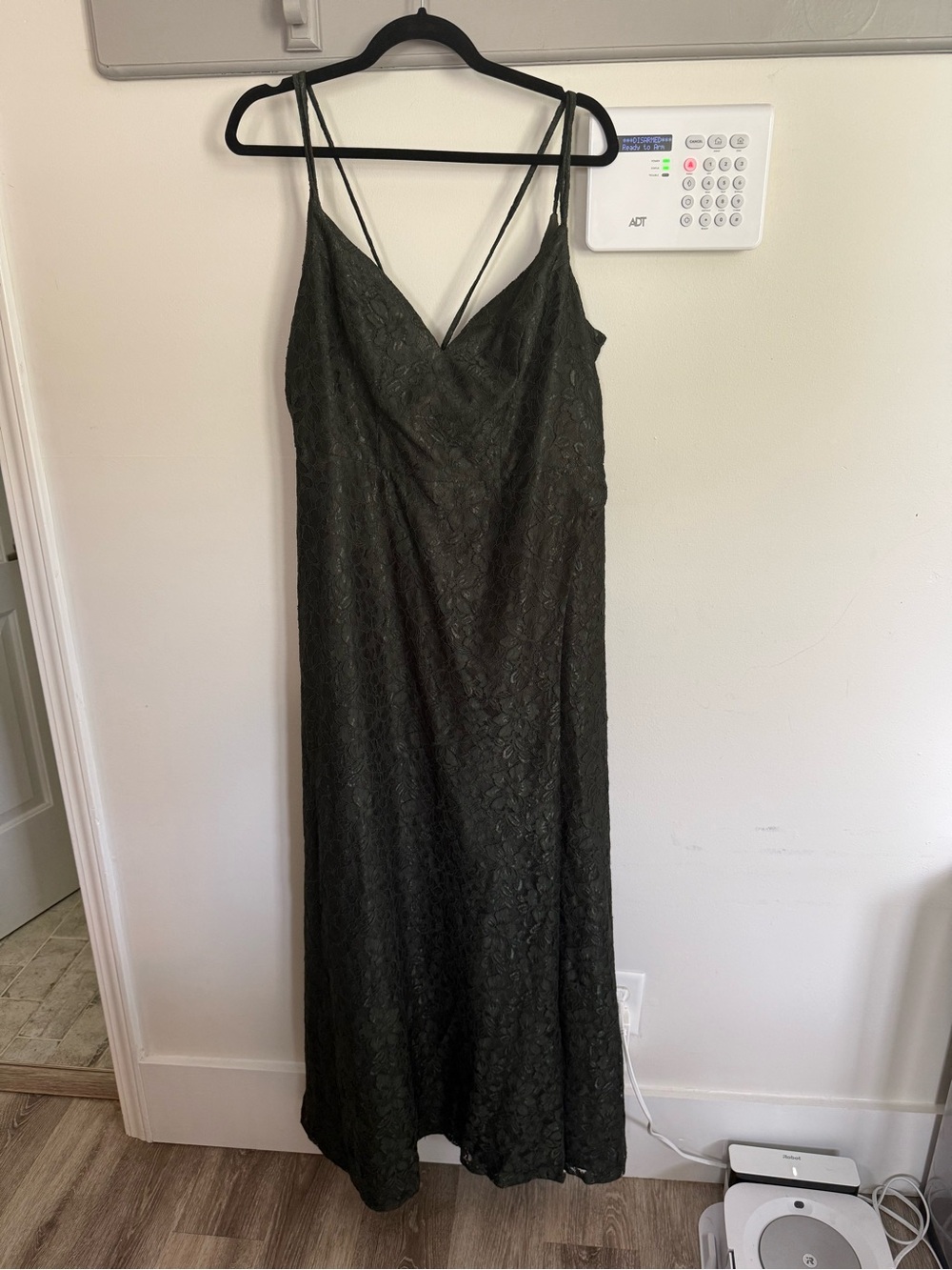 David's Bridal Black Lace Maxi Slip Dress with V-Neck